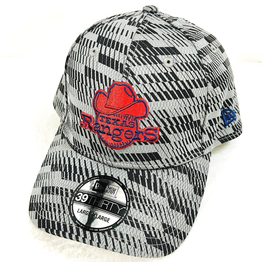 Texas Rangers New Era Clubhouse 39THIRTY Stretch Hat Cap L/XL Gray MLB Baseball